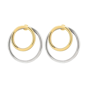 Metal Chic Silver and Yellow Gold Plated Double Earrings-